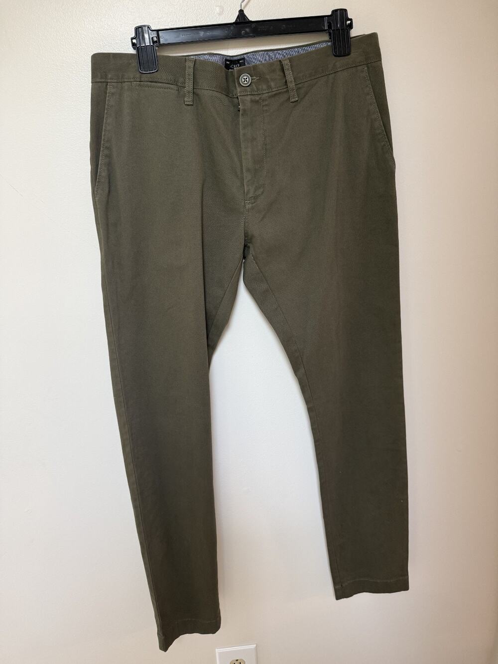 NWT J Crew Stretch 32/32 Army Green Pant 250 Skinny Flat Front Chino